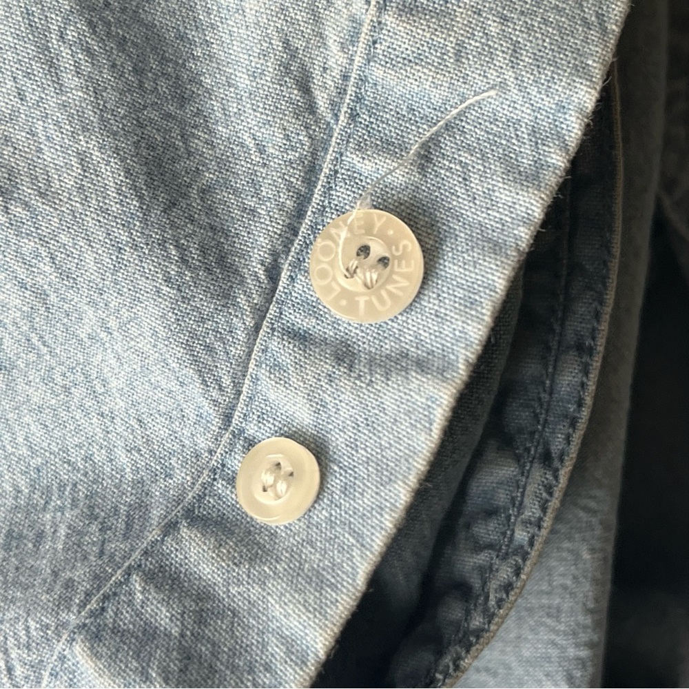 Warner Bros. Studio Store Vintage Medium Blue Unisex Denim Button Down Shirt - Picture 7 of 8